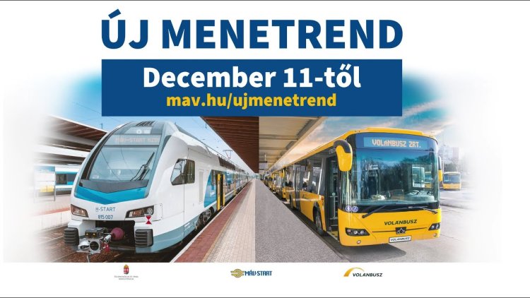 December 11-től új menetrendet vezet be a MÁV-Start, a Volánbusz és a HÉV