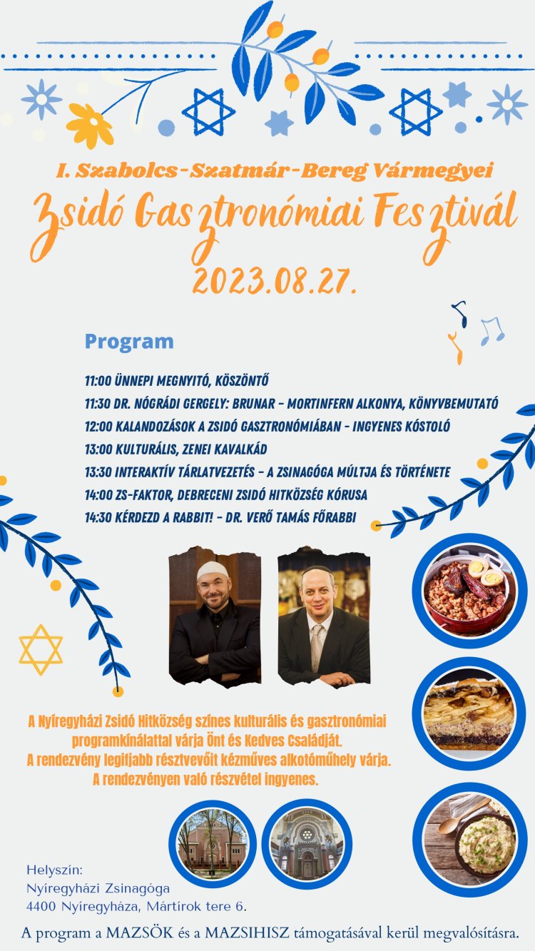  Első alkalommal rendeznek zsidó gasztronómiai fesztivált a megyében!
