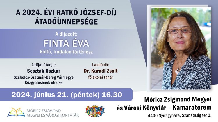 2024-ben Finta Éva költő, irodalomtörténész kapja a Ratkó-díjat