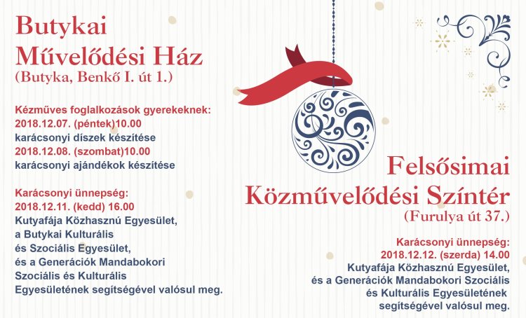 Ünnepi programok - Butyka, Mandabokor, Felsősima, Rozsrétszőlő