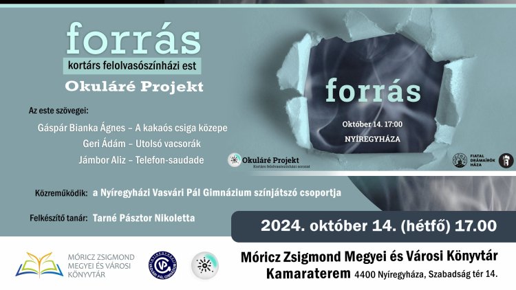 Kortárs felolvasószínházi est - Az Okuláré Projekt Forrás címmel áll a nézők elé  