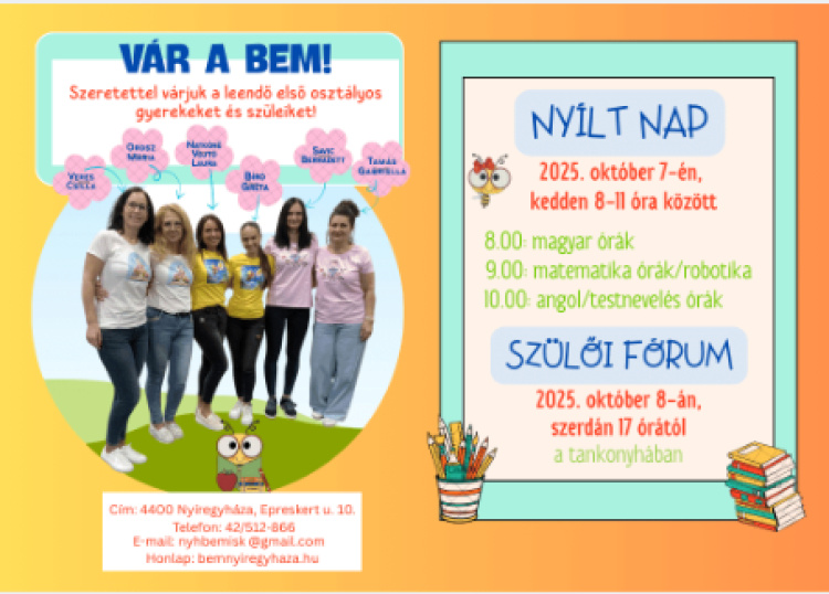 Vár a Bem! - Nyílt napot, szülői fórumot, iskolaelőkészítői foglalkozásokat tartanak