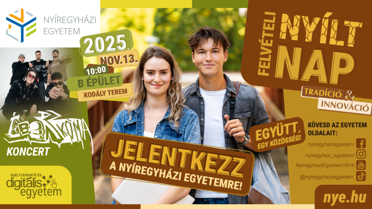 „November 13-án Felvételi Nyílt Nap a Nyíregyházi Egyetemen – Új szakok, ösztöndíjlehetőségek és egy fergeteges buli vár