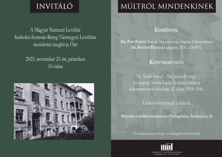 Múltról mindenkinek – könyvbemutató a levéltárban