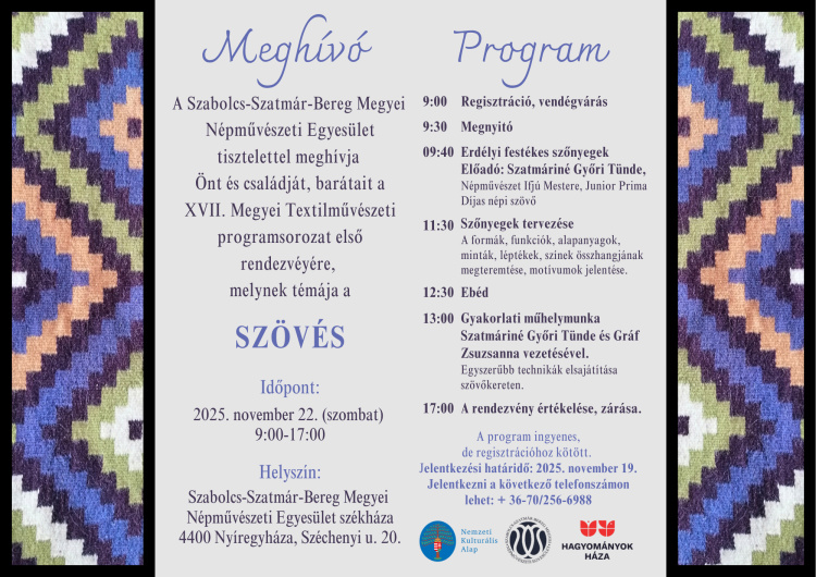 Szövés a középpontban: Textilművészeti programsorozat Nyíregyházán