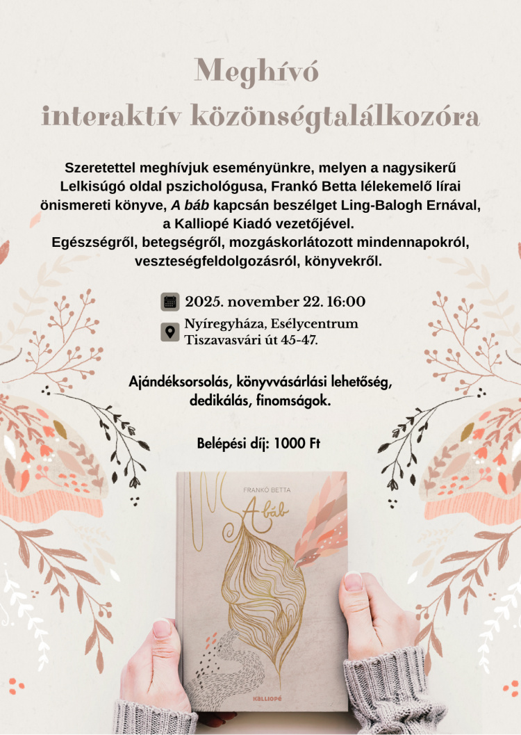 Beszélgetés a veszteségről és az élni akarásról – iró-olvasó találkozó Frankó Bettával