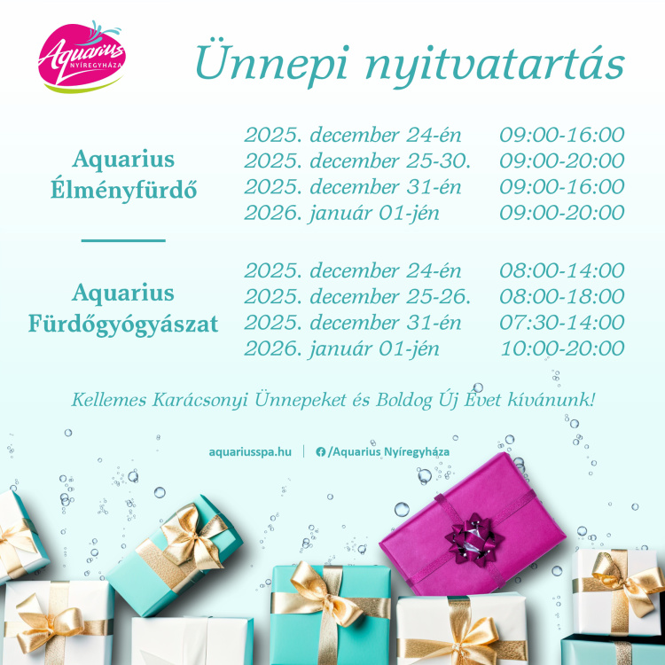 Csobbanás a bejgli után: így tart nyitva az ünnepek alatt a nyíregyházi Aquarius
