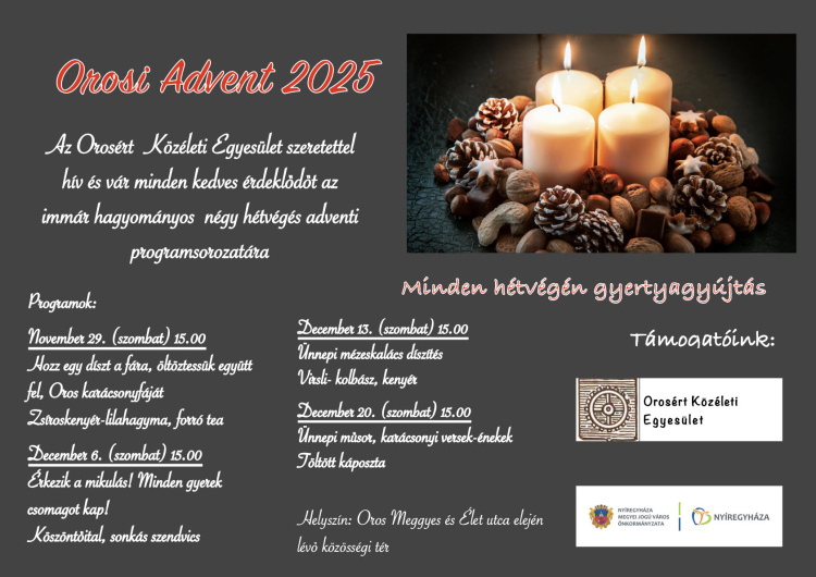 Közösségi karácsonyi készülődés: hagyományos adventi programsorozat várja Oroson