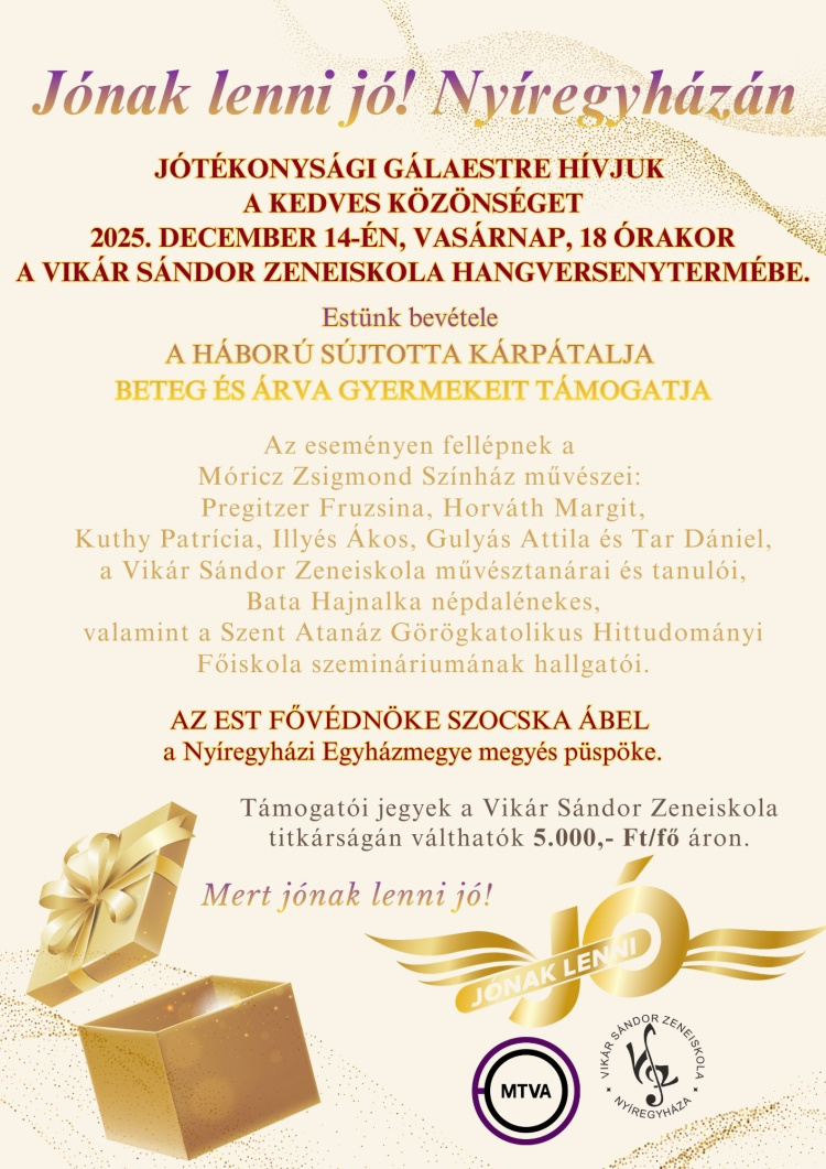 Jónak lenni jó Nyíregyházán is:  jótékonysági koncerttel támogatják a Kárpátalját