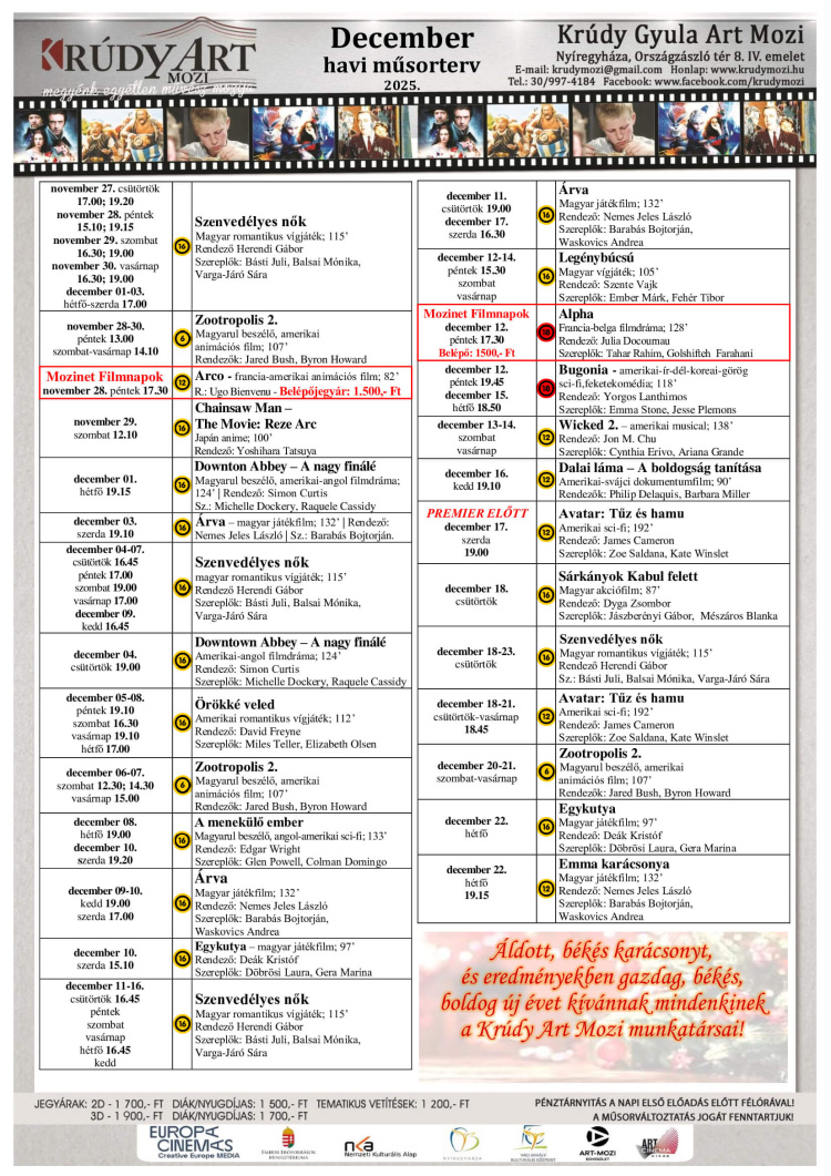 December a Krúdy Moziban! - Minden az ünnepek körül forog