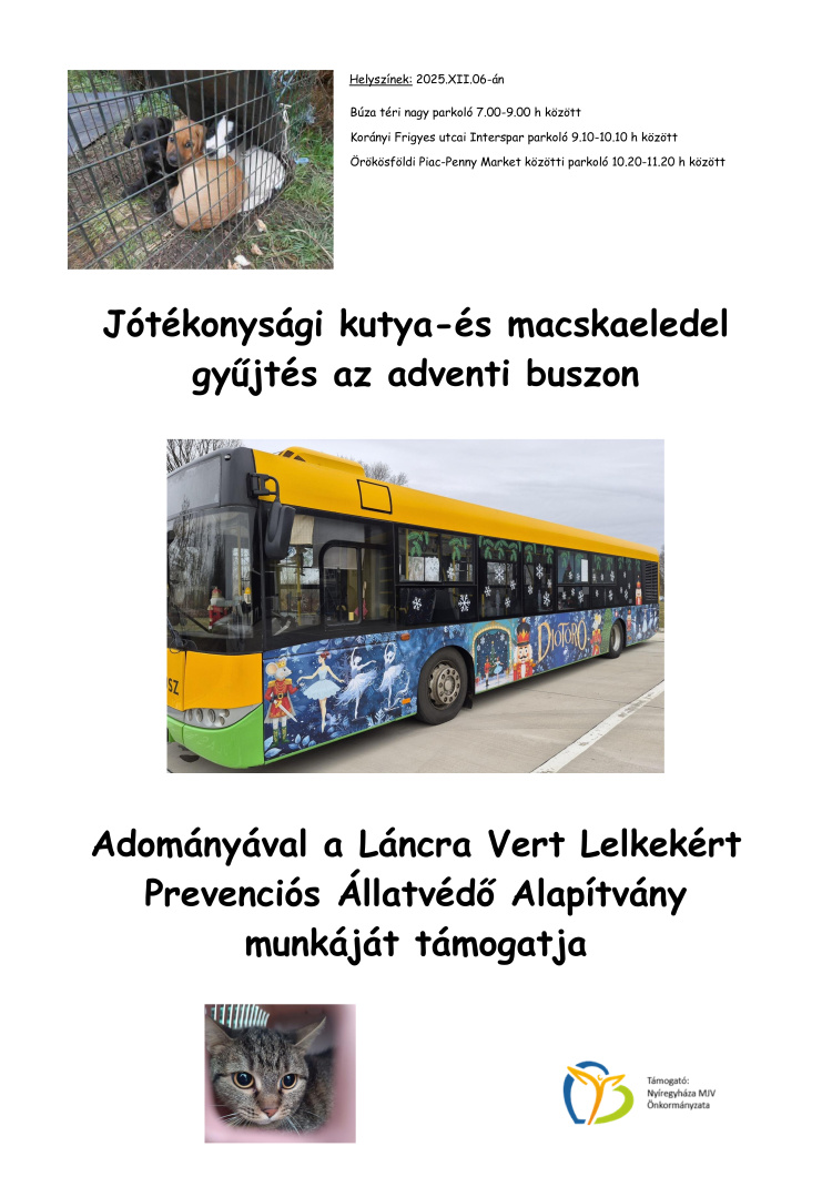 Jótékonysági akció az adventi buszon: Segítsünk a Láncra Vert Lelkekért Alapítványnak!