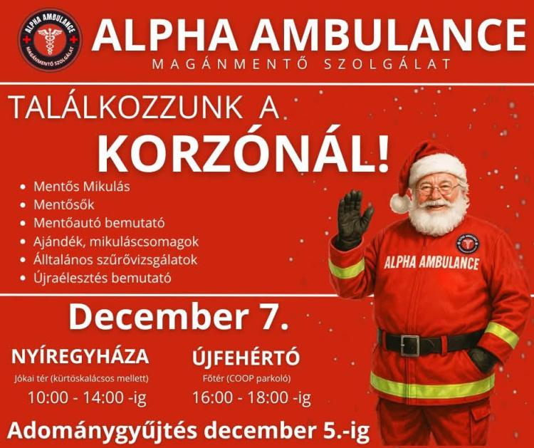 Különleges Mentős Mikulás várja a nyíregyháziakat vasárnap