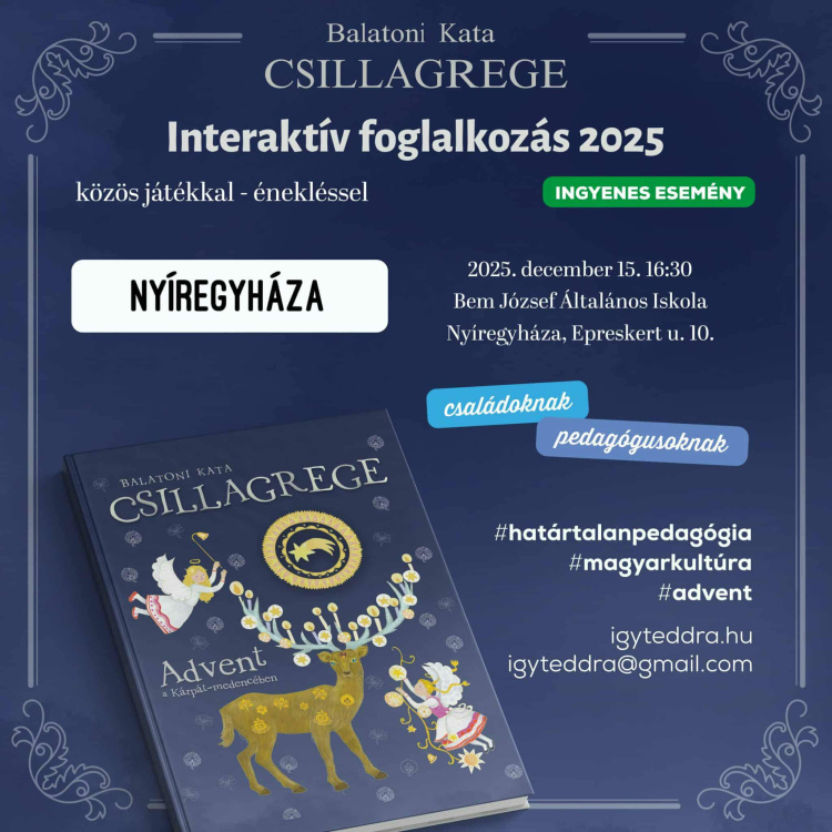 Balatoni Kata „Csillagrege” foglalkozása érkezik Nyíregyházára