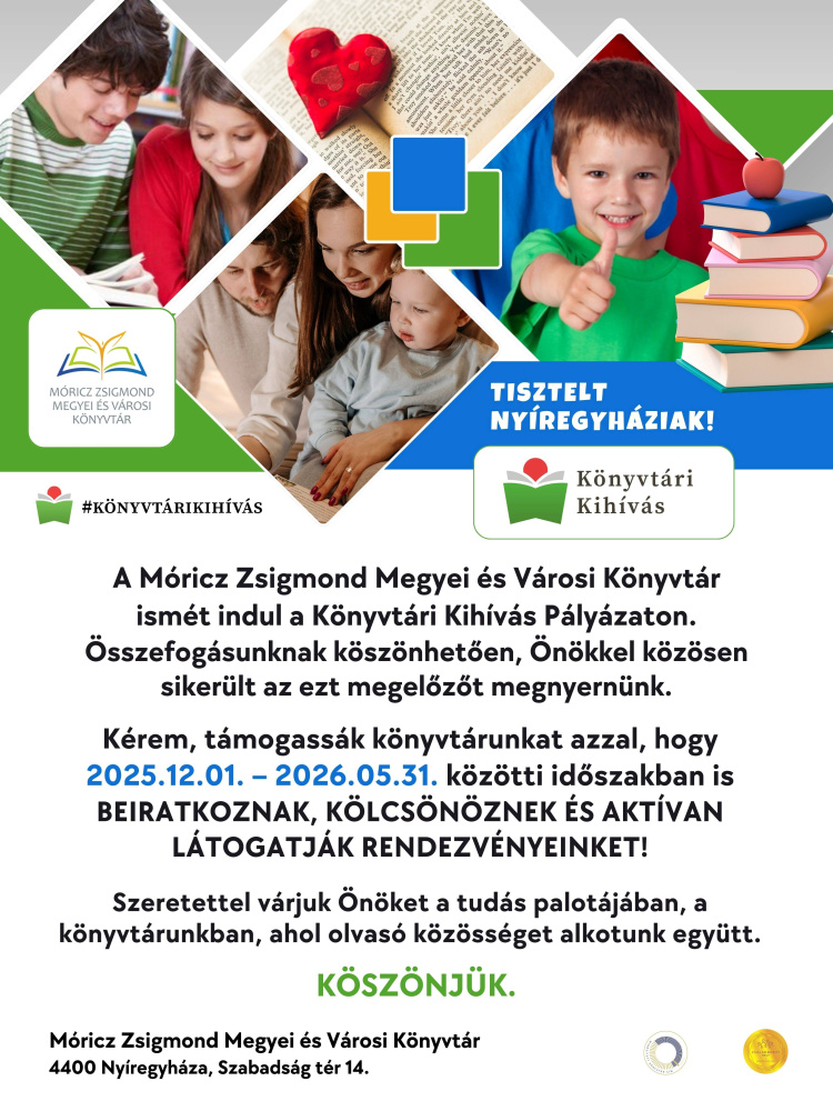 Ismét indul a Könyvtári Kihíváson a Móricz Zsigmond Könyvtár