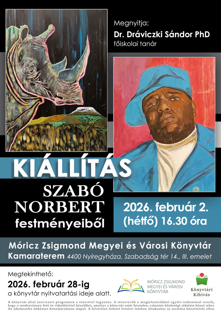 Szabó Norbert festményeiből nyílik kiállítás a Móricz Zsigmond Könyvtárban