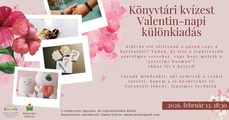 Valentin-napi könyvtári kvízest – közös élmény a szerelmesek napján