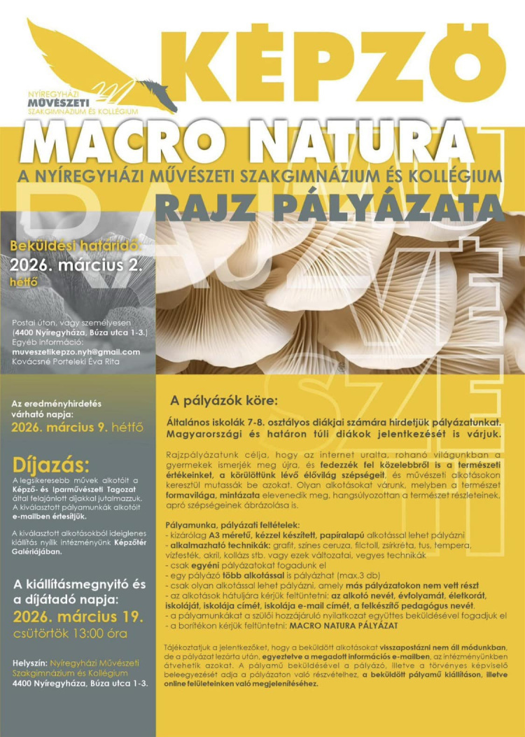 Képző Macro Natura – rajzpályázatot hirdet a Nyíregyházi Művészeti Szakgimnázium
