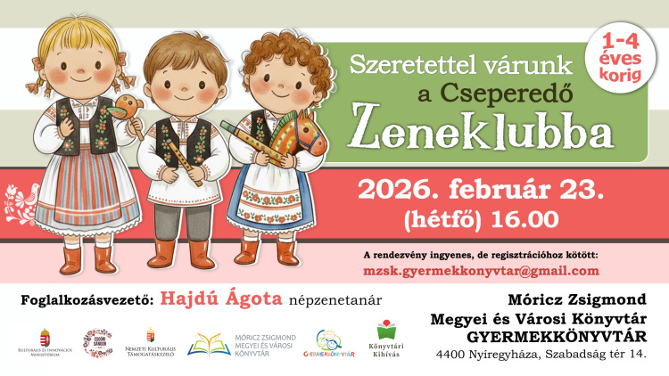 Zenés délelőttre várják a legkisebbeket a Cseperedő Zeneklubban