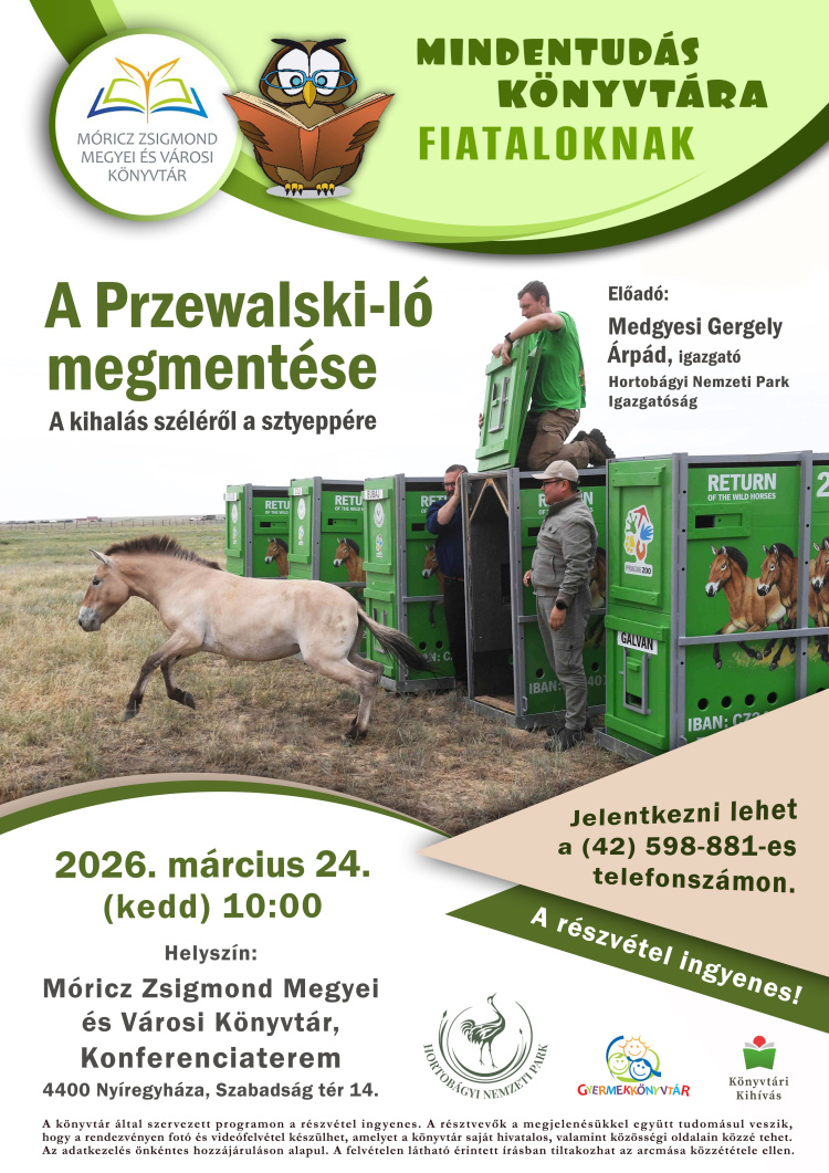 A Przewalski-ló megmentéséről tartanak előadást a könyvtárban