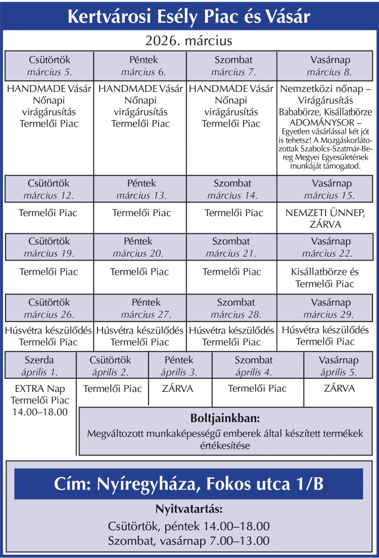 Kézműves vásár és nőnapi programok várják a látogatókat a Kertvárosi Esély Piacon