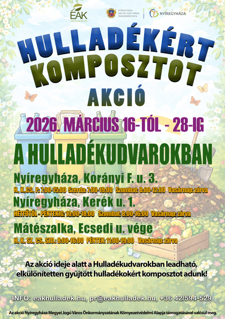 Komposztot adnak a leadott hulladékért Nyíregyházán