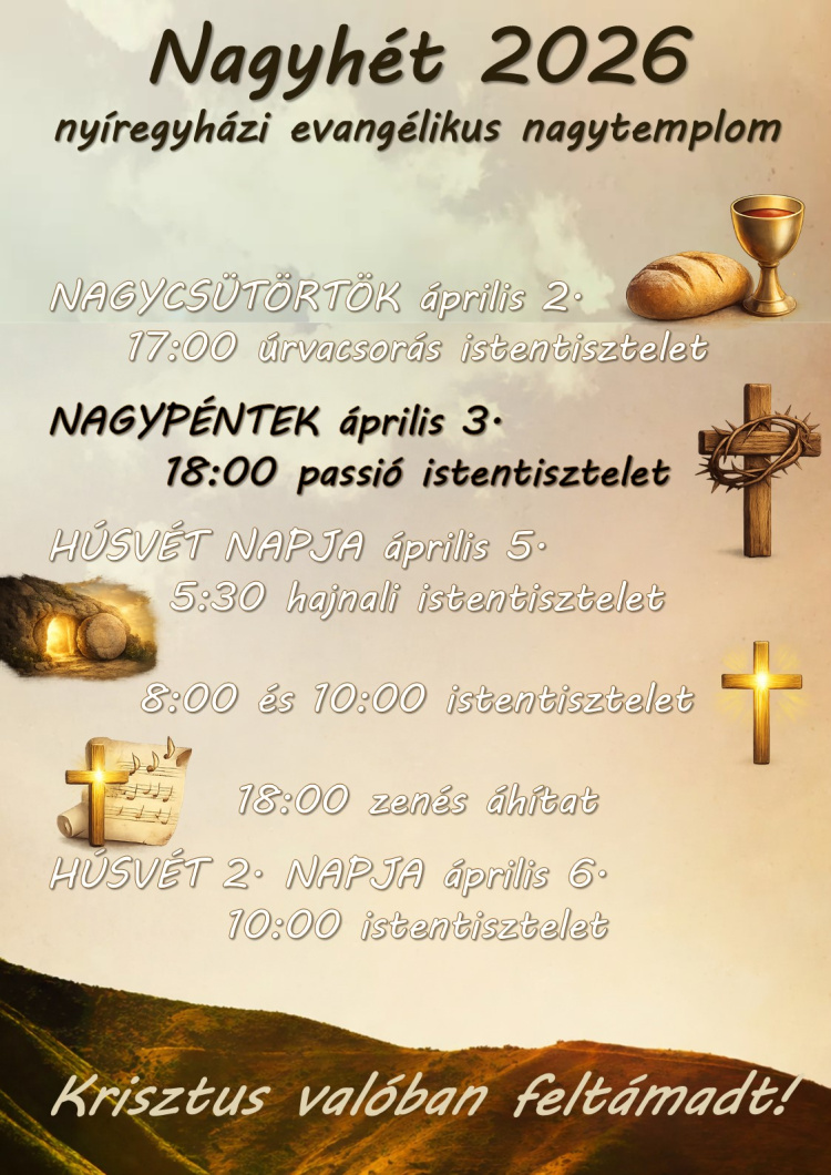 Hajnali istentisztelet és zenés áhítat – húsvéti programok az evangélikus nagytemplomban