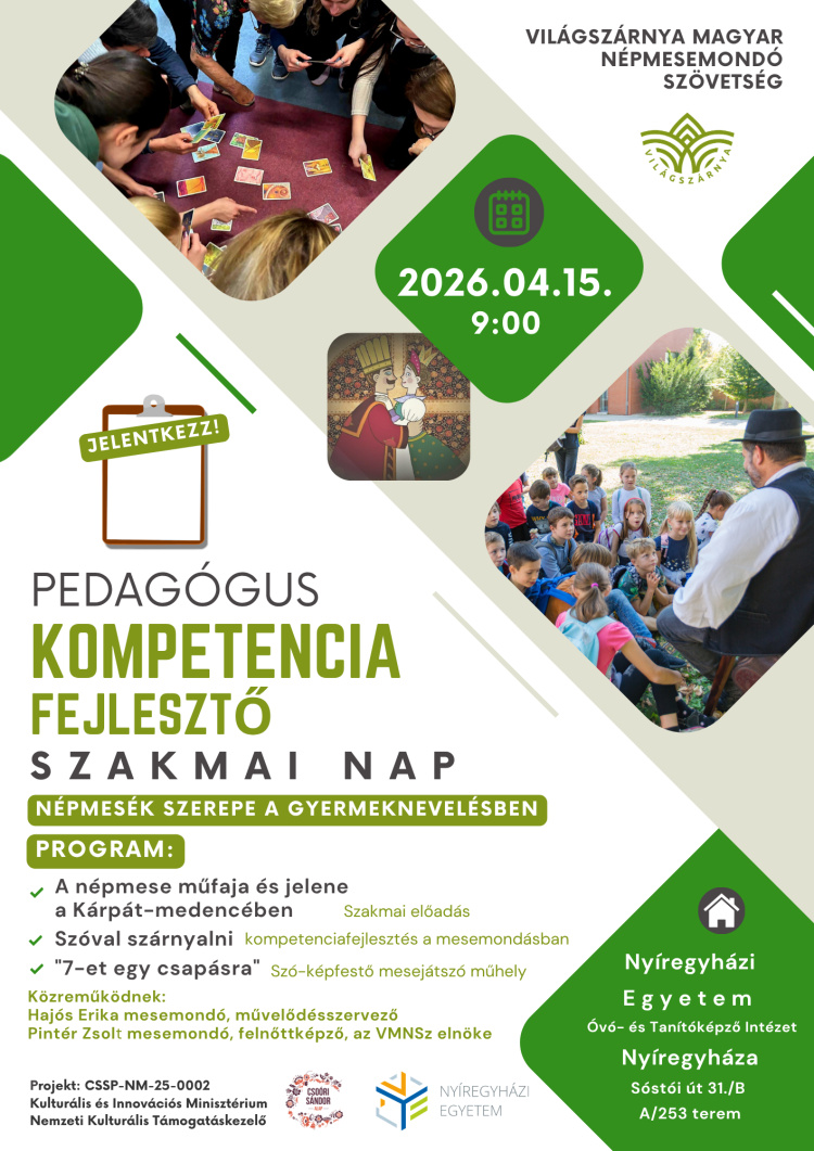 Népmesék és pedagógia – szakmai napot rendeznek a Nyíregyházi Egyetemen