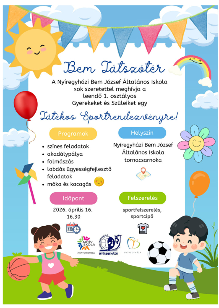 Játékos sportfoglalkozással várja az ovisokat a Bem iskola