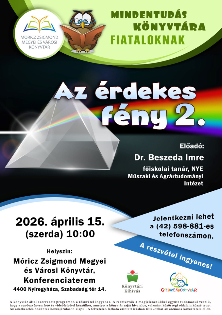 Az érdekes fény titkairól szól előadás a könyvtárban