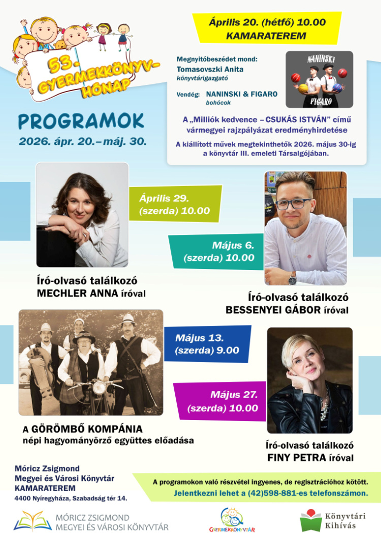 Mesék, bohócok és kedvenc írók – kezdődik az 53. Gyermekkönyvhónap Nyíregyházán