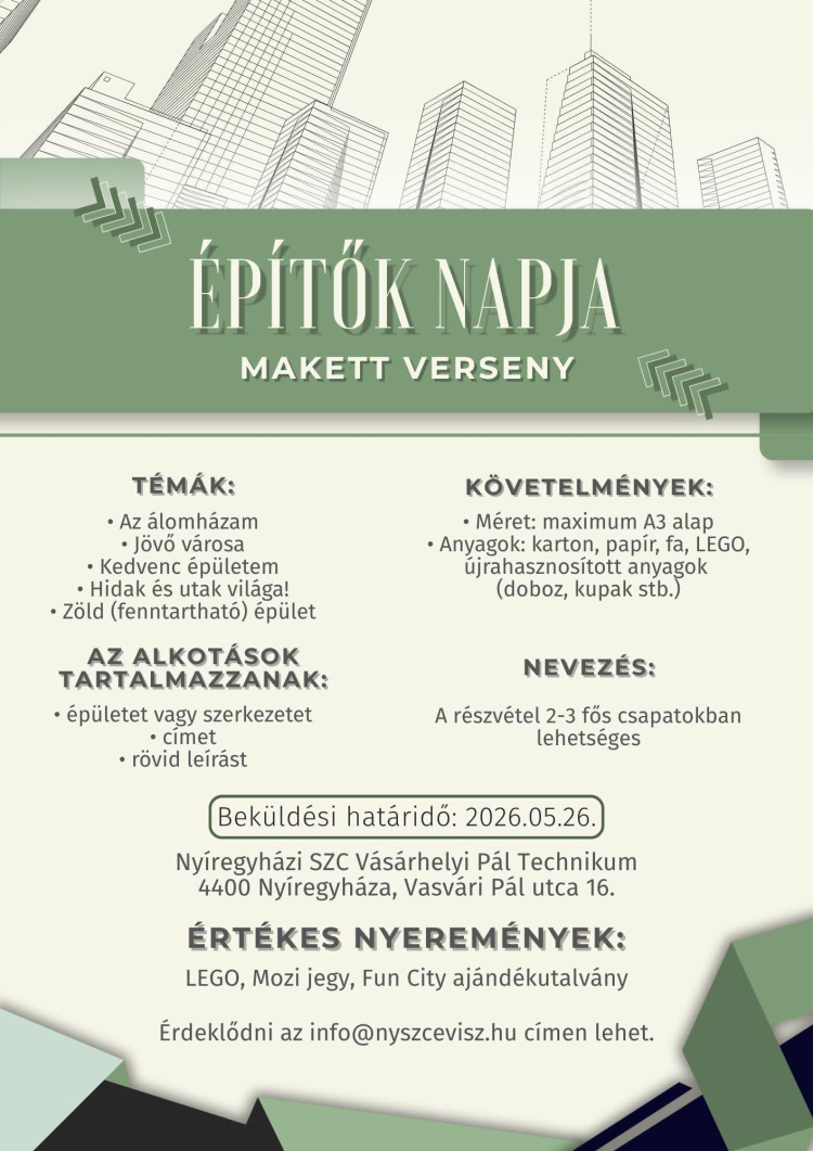 Makettversenyt hirdetnek az Építők Napja alkalmából Nyíregyházán