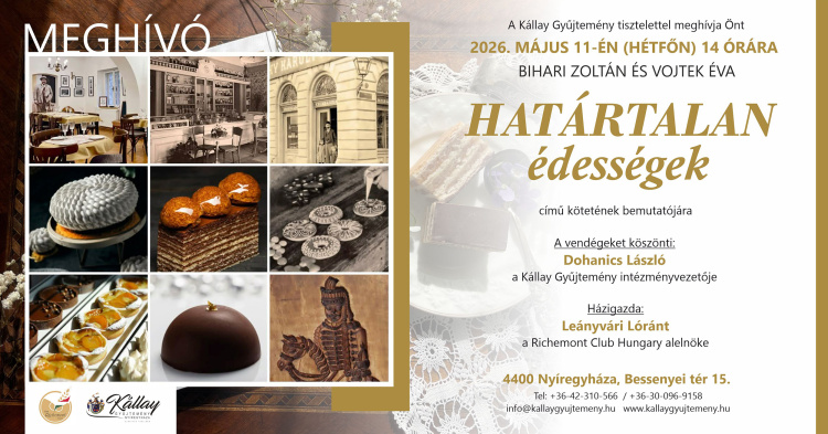 „Határtalan édességek” – könyvbemutatót rendeznek a Kállay Gyűjteményben