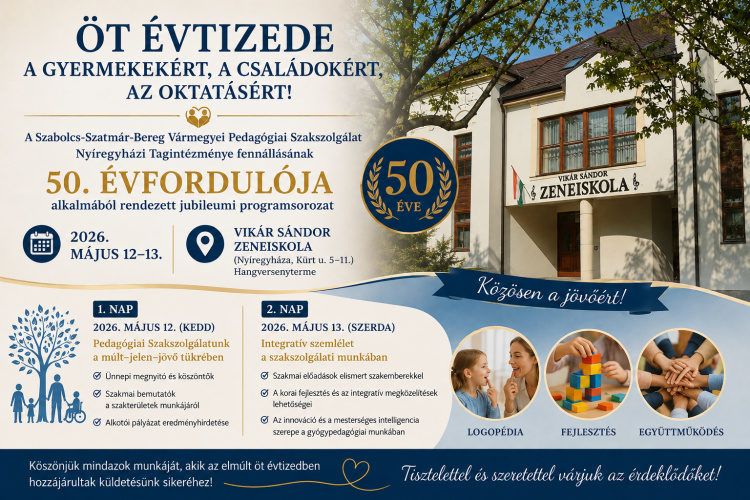  Ötvenéves jubileumát ünnepli a nyíregyházi pedagógiai szakszolgálat