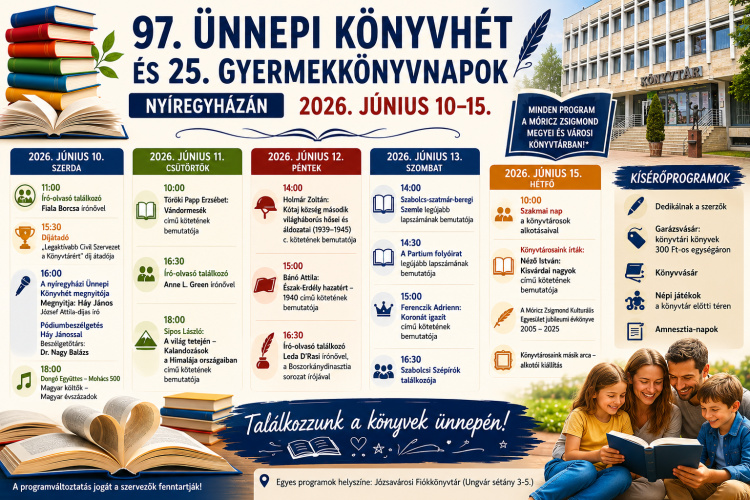 Könyvbemutatók, író-olvasó találkozók és kulturális programok várják az érdeklődőket a 97. Ünnepi Könyvhéten