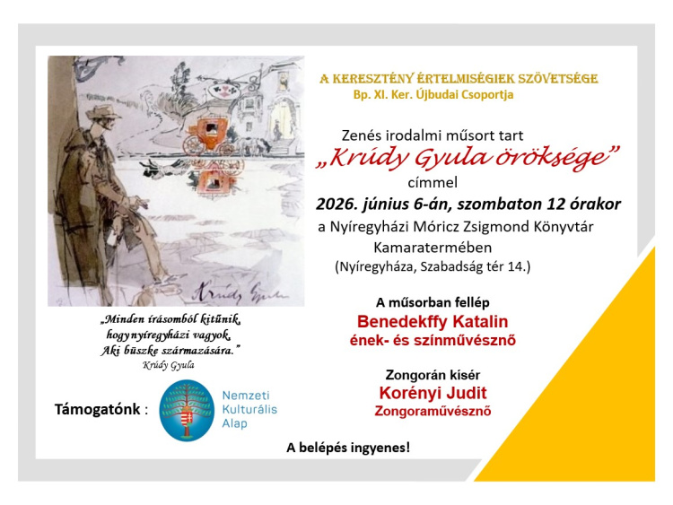 Krúdy Gyula örökségét idézik meg zenés irodalmi műsorral a Móricz Zsigmond Könyvtárban