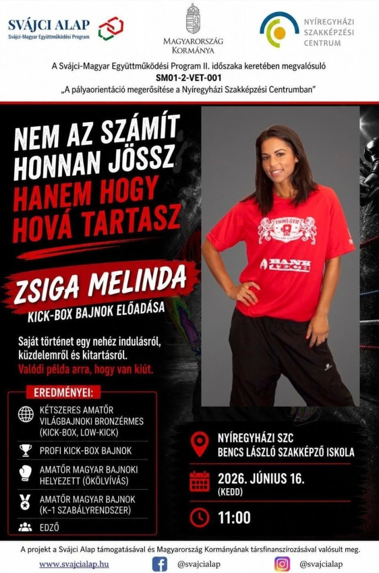 Zsiga Melinda motivációs előadást tart a Bencsben