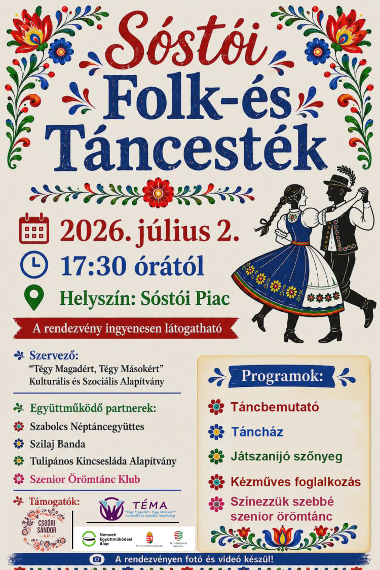 Folk és tánc tölti meg a Sóstói Piacot július elején