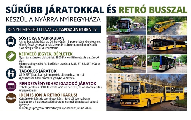 Sűrűbb járatokkal és retró busszal készül a nyárra Nyíregyháza