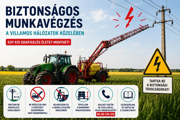 Életveszélyes lehet egy pillanatnyi figyelmetlenség – erre figyeljenek a gazdák a villamos hálózatok közelében